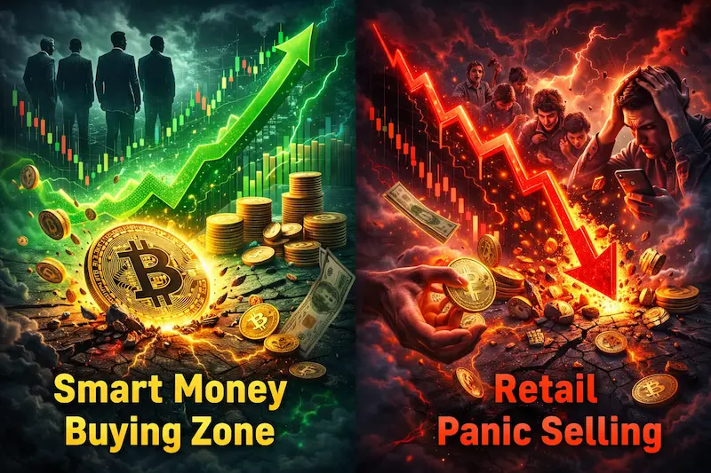 smart money buying vs retail panic selling in crypto market